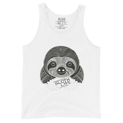 White Classic Fit Sloth Lyfe Tank Top