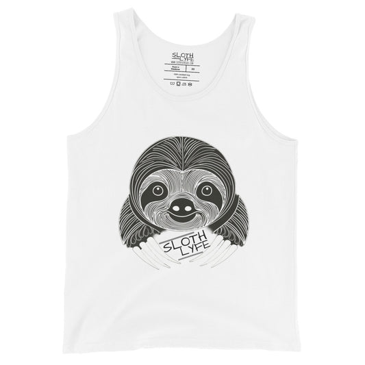 White Classic Fit Sloth Lyfe Tank Top