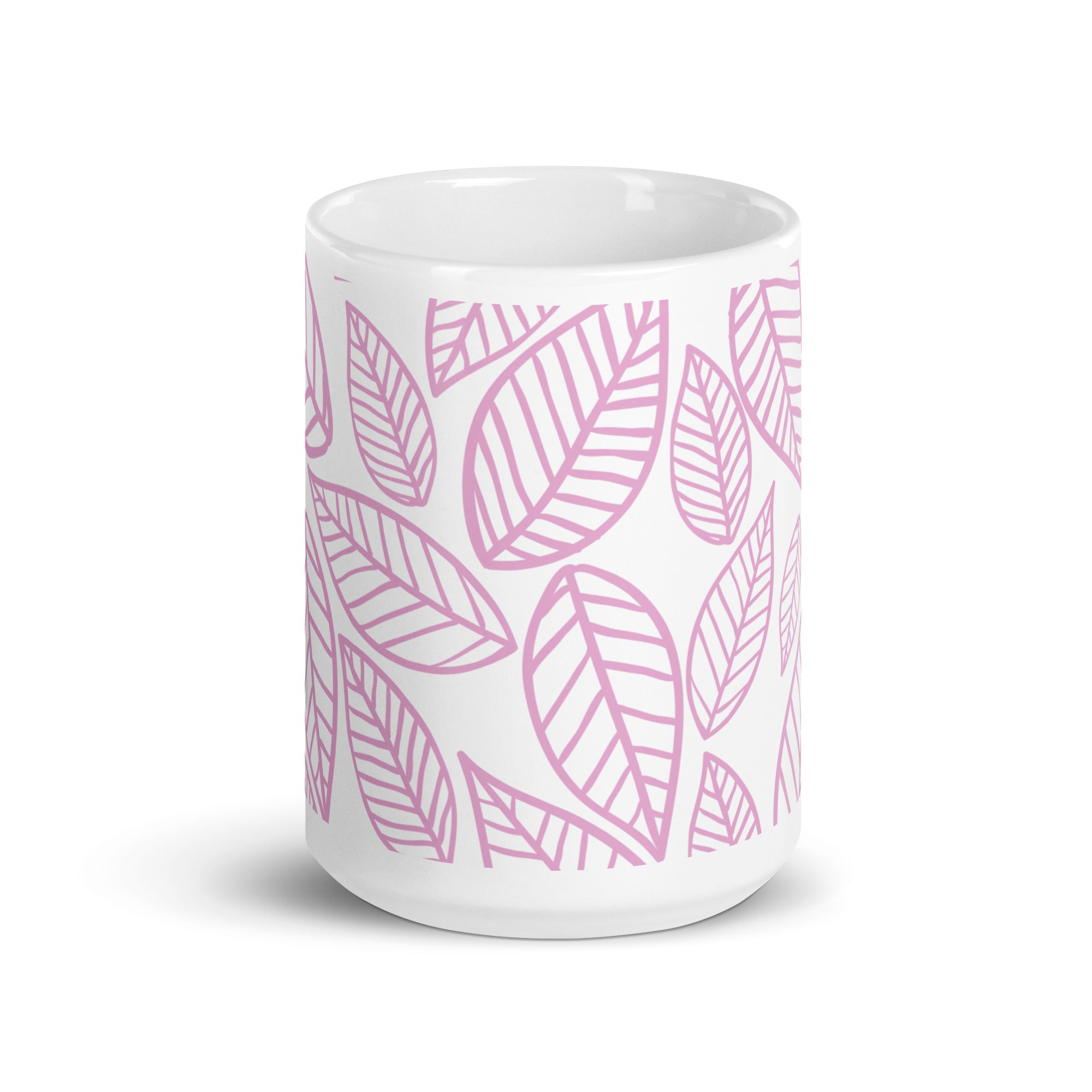 15 oz Serene Sips Pink Leaf Mug inspired by nature to promote relaxation while drinking tea