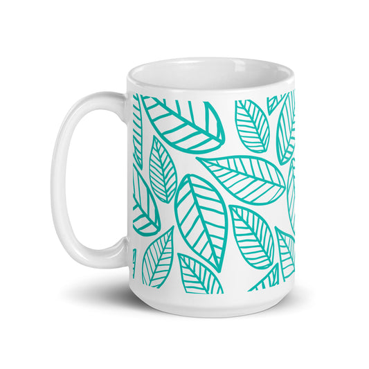 15 oz Serene Sips Green Leaf Mug inspired by nature to promote relaxation while drinking tea 