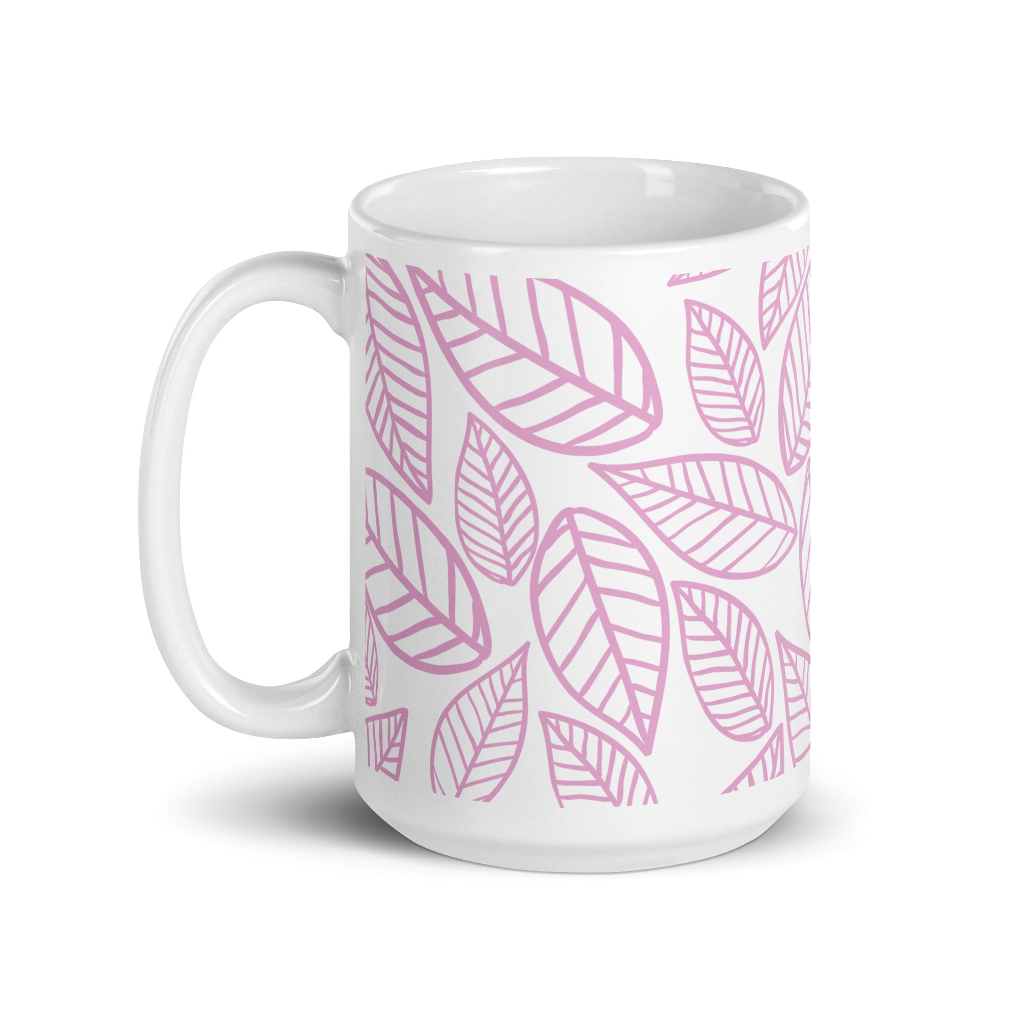 15 oz Serene Sips Pink Leaf Mug inspired by nature to promote relaxation while drinking tea