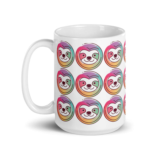 15 oz Colorful and cute sloth inspired mug for tea 