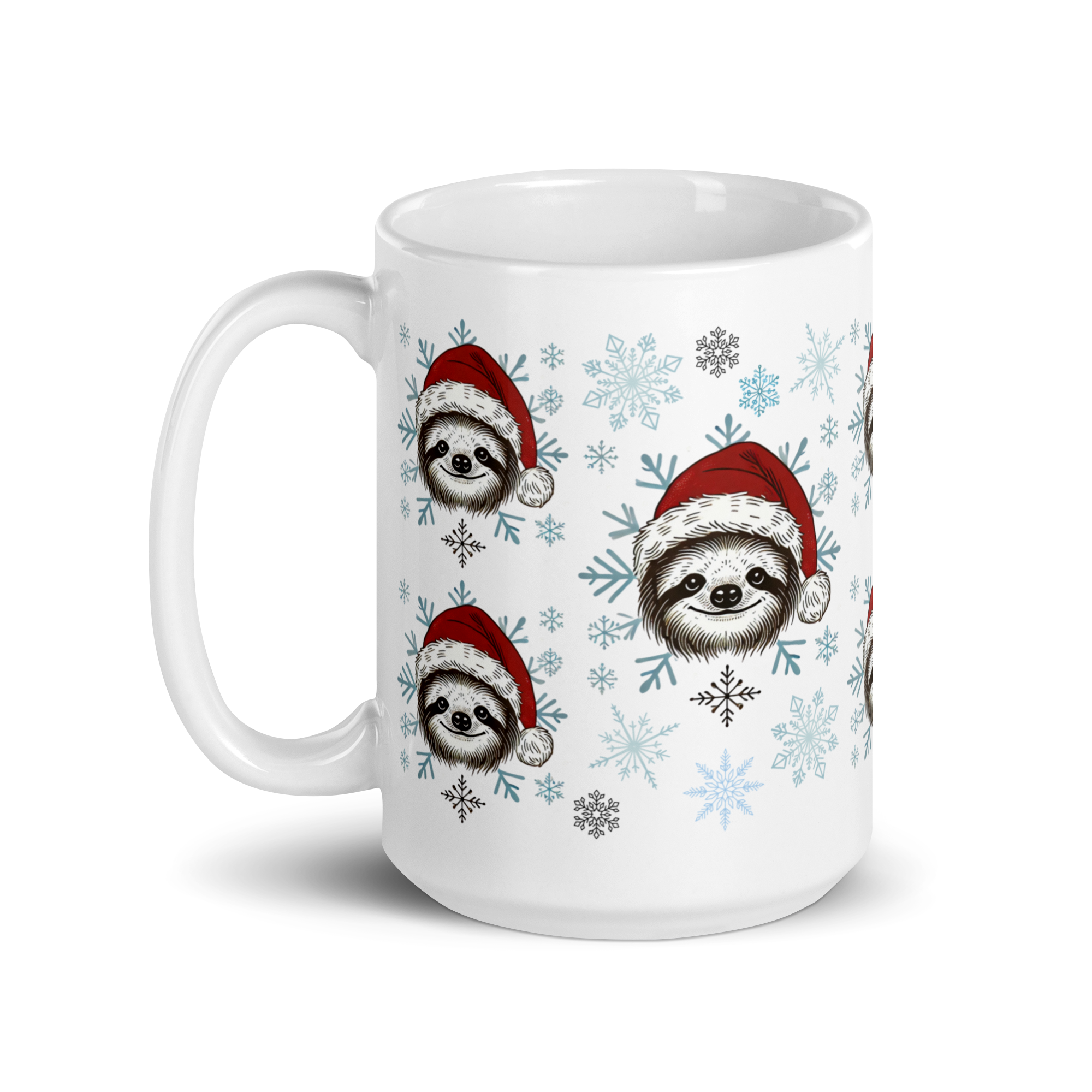 15oz White Holiday Sloth