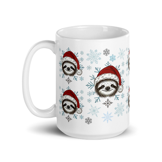 15oz White Holiday Sloth