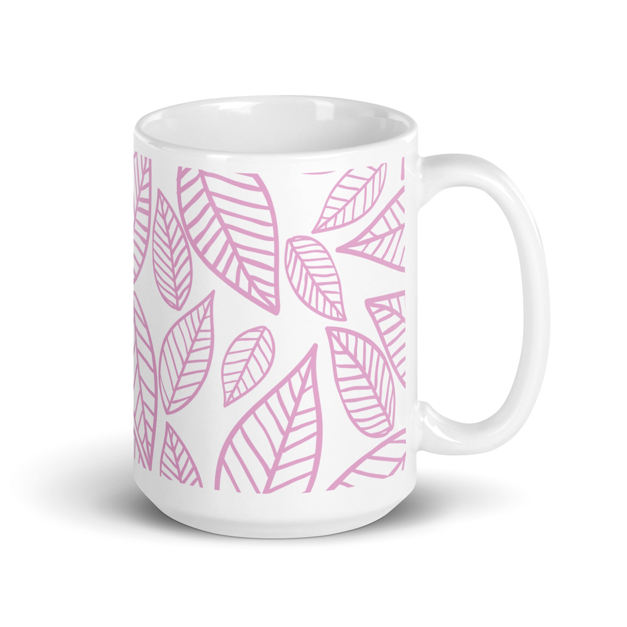 15 oz Serene Sips Pink Leaf Mug inspired by nature to promote relaxation while drinking tea